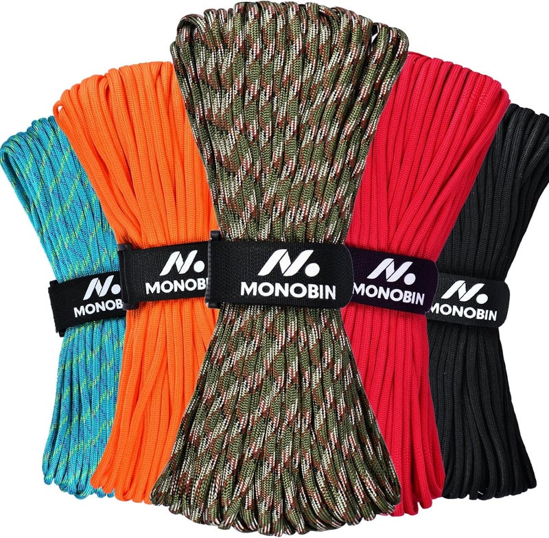 MONOBIN Paracord Rope 100FT for Making Paracord Projects, 4mm 7 Strand Parachute Cord for Lanyard, Survival Bracelets, Clothsline,Hiking - Image 1